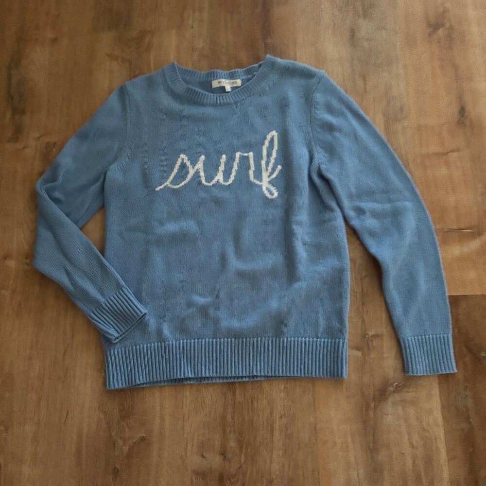 Light Blue Cotton Blend "SURF" Sweater BNWOT Size L